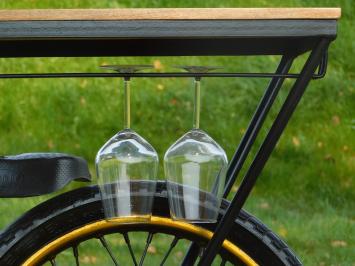 Unique Motorcycle Side Table | with Wine Glass Holders and Wine Bottle Rack | Bar Table