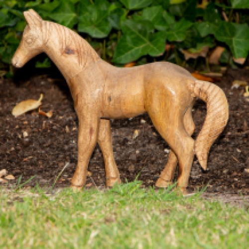 Figuur paard, houtfiguur - dierenfiguren, decoratie - 32 cm x 26 cm