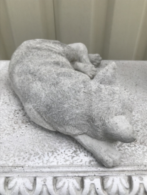 Sleeping cat - lifelike animal figure, made of stone