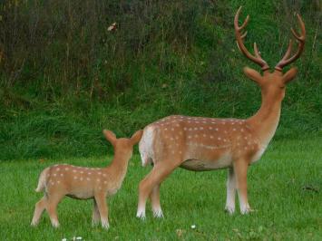 Set of 2 Deer - Small and Large - Polystone - Full in Colour