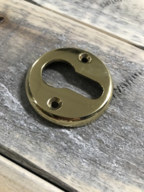 Lock rose round PZ - for front door - polished brass