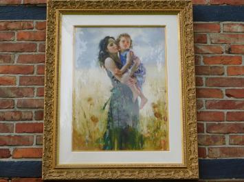 Painting ''Close to My Heart'' - Art Giclee on paper By Pino - Wooden Frame
