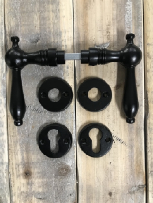 Historic and nostalgic door fittings, powder coated stainless black