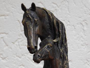 Set Buchstützen Pferd - Stute mit Fohlen - Bronze-Look