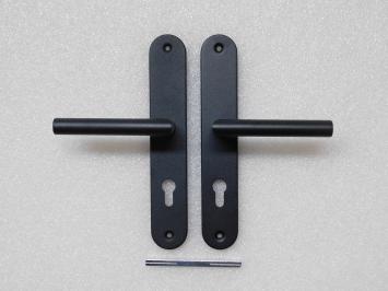 Set Door hardware with Rounded Long Plates - PC 72 - Grainy Black