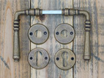 Set Door Hardware - Handles and Rosettes - PZ - Brass Tumbled
