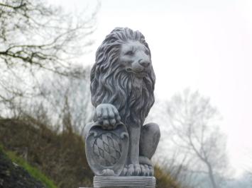 Set of 2 Lions on Pedestal - 100 cm - Stone