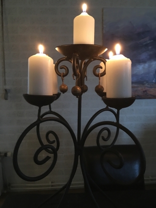 Candlestick wrought iron black, 5 arms, beautiful!!