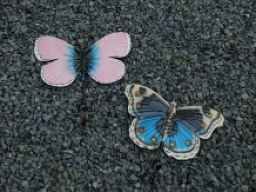 2er Set: Garderobenständer Schmetterlinge - blau & rosa - handgefertigt aus Metall