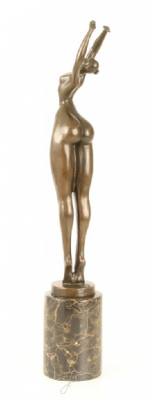 Een bronzen beeld/sculptuur van een kunstzinnige naakte vrouw