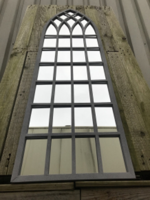 Large Church Window Mirror - Metal Rim - 140 cm x 40 cm