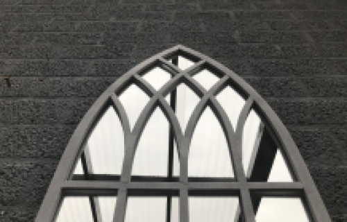 Large Church Window Mirror - Metal Rim - 140 cm x 40 cm