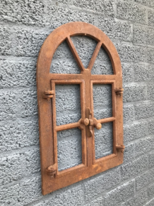 Iron frame - lattice frame, stable stable window, also for garden wall, window for sunny garden, cast iron window with opening possibility.