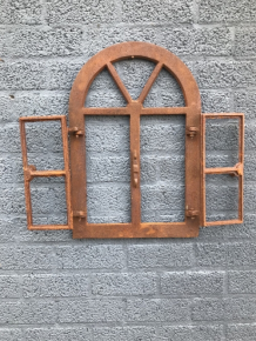 Iron frame - lattice frame, stable stable window, also for garden wall, window for sunny garden, cast iron window with opening possibility.