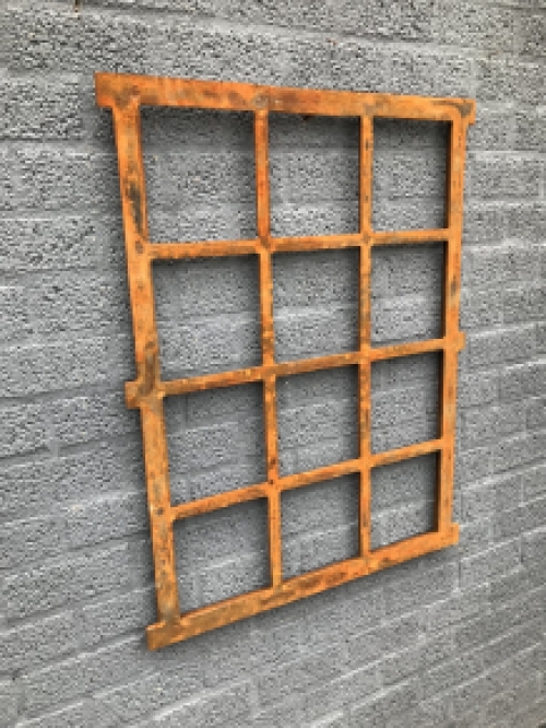 Stable window, rusty-surface, antique-style window, iron, 95 X 73