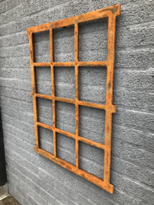 Stable window, rusty-surface, antique-style window, iron, 95 X 73