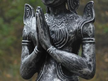 Statue Tempelhüter - grau mit schwarz - Polystone