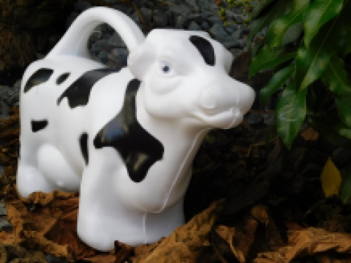 Watering can Cow - black and white - plastic