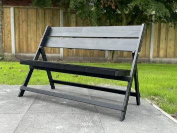 Garden bench black, wooden bench, collapsible