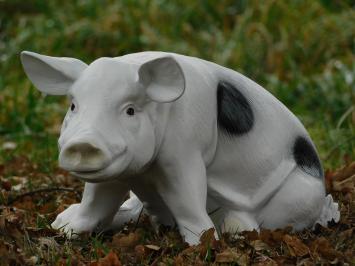 Statue Schwein mit schwarzen Flecken - schwarz und weiß - polystone