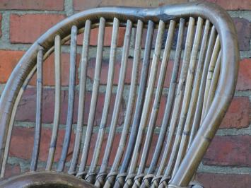 One-off: Vintage Rocking Chair - Handmade - Wicker - Incl. Grizzly Plaid