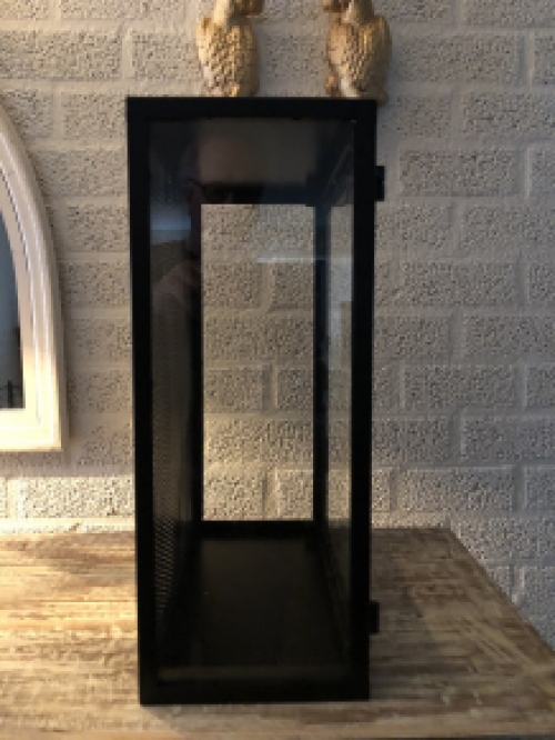 Wall display case, metal black with acrylic glass, very nice!