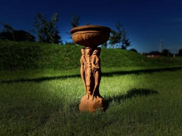 Statue und Gartenvase 'Drei Frauen' mit Schale - 85 cm - alles Stein - Oxid