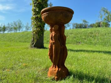 Statue and garden vase ‘Three Women’ with bowl - 85 cm - all stone - oxide