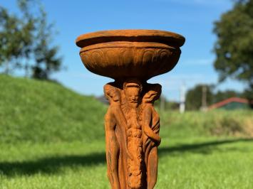 Statue and garden vase ‘Three Women’ with bowl - 85 cm - all stone - oxide