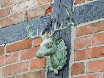 Wall ornament Deer - Green/Brown - Cast iron