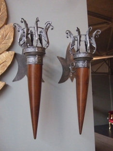 Torch, solid wood with forged metals