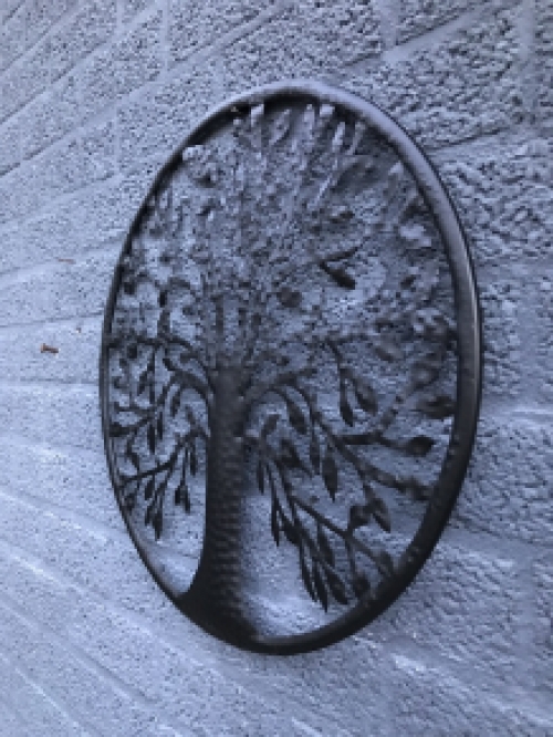 Wandschmuck 'Baum des Lebens', mit Vögeln, mattschwarz