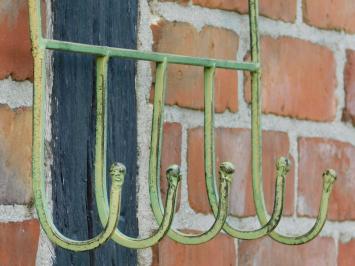 Vintage Wandrek met Haken - Old Green -  Smeedijzer