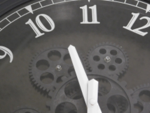 Wall clock with rotating gears - black