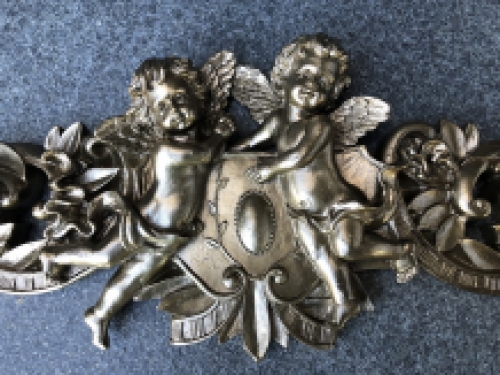 Engelen wandornament, kaststuk, polystone-brons-gold-kleur