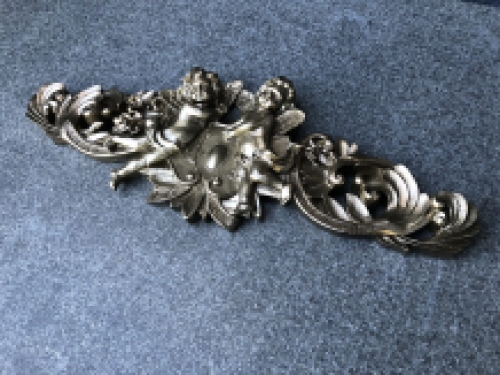 Engelen wandornament, kaststuk, polystone-brons-gold-kleur