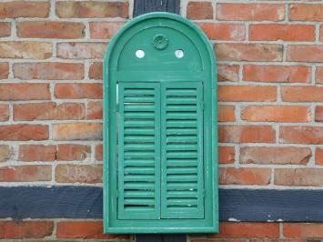 Spiegel met houten frame en deurtjes - vintage green