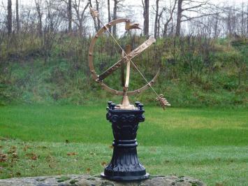 Exclusive Brass Sundial on Alu Base - Square with Round Foot