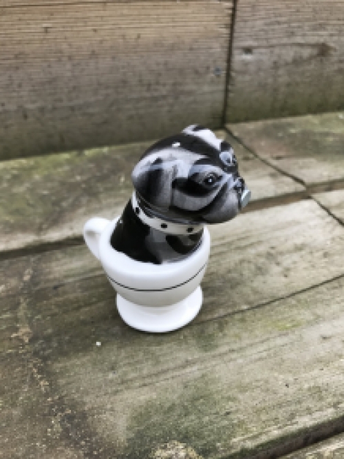 Salt and pepper pots, 2 kissing dogs in cups, very nice!