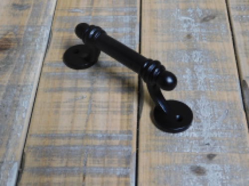 Handle, door handle, furniture fittings of iron in black.